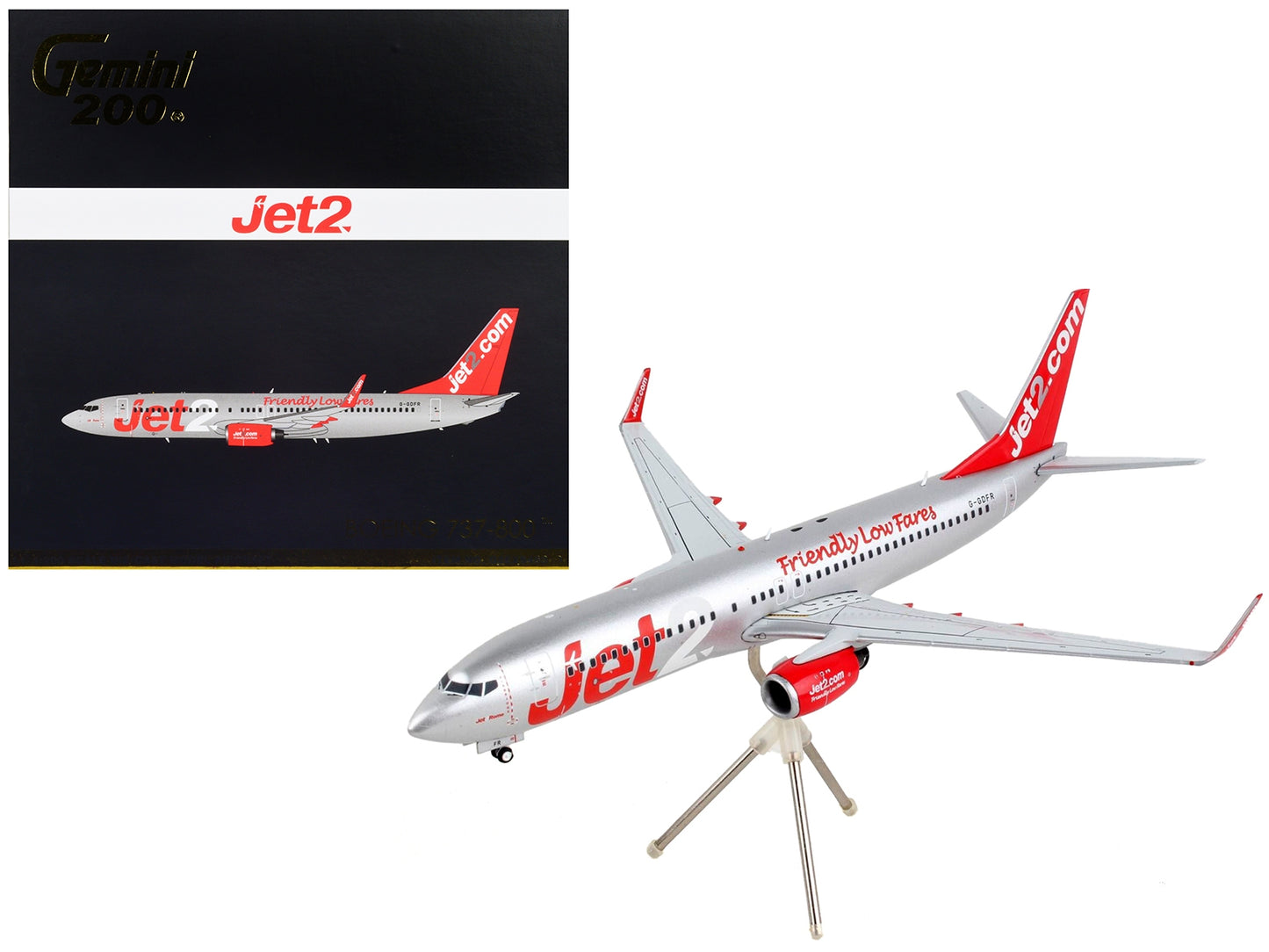 Boeing 737-800 Commercial Aircraft "Jet2.Com" Silver with Red