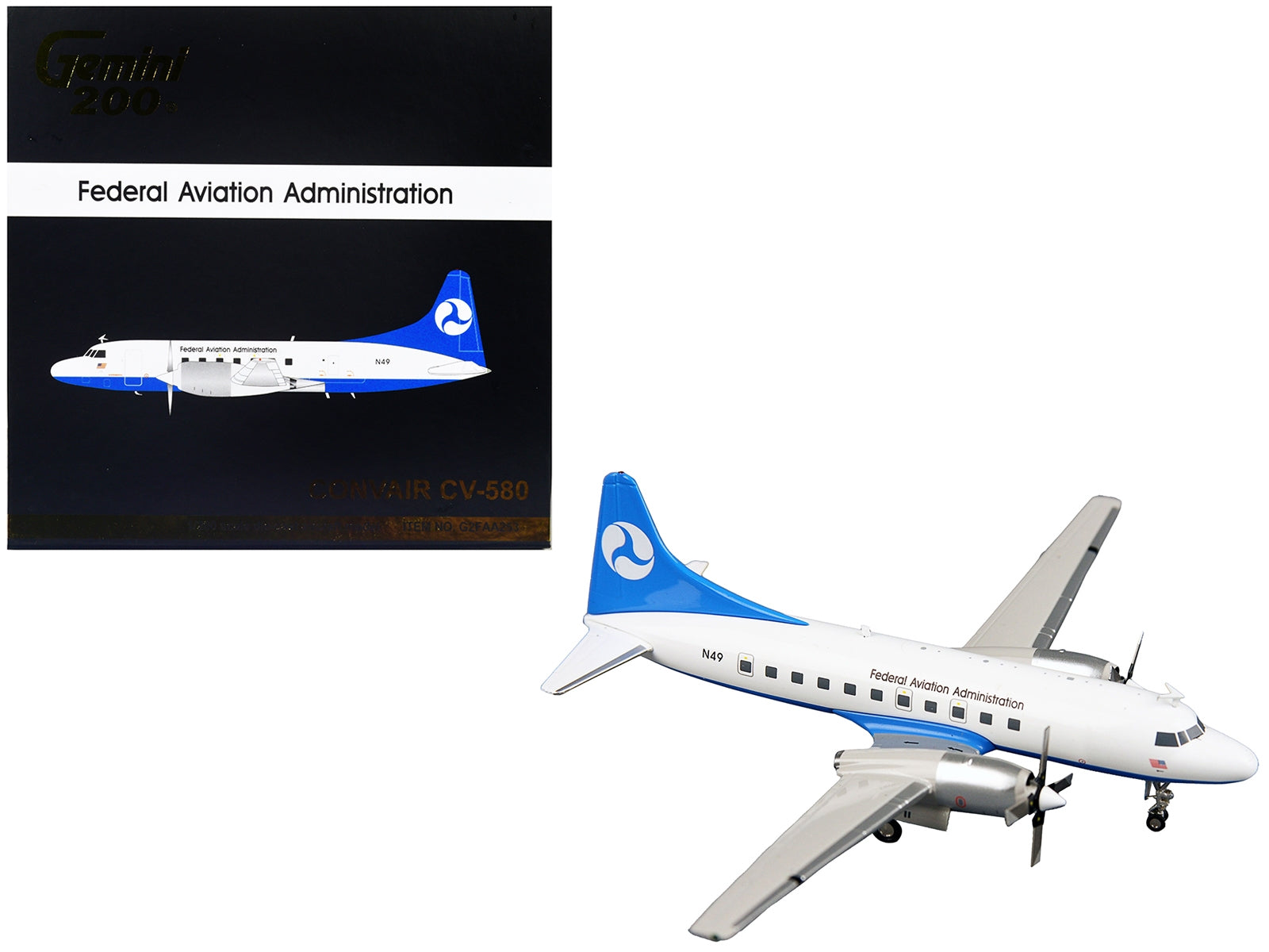 Convair CV-580 Commercial Aircraft "Federal Aviation Administration" White with Blue Tail "Gemini 200" Series 1/200 Diecast Model Airplane by GeminiJets - Premium Convair from GeminiJets - Just $104.99! Shop now at Rapidvehicles