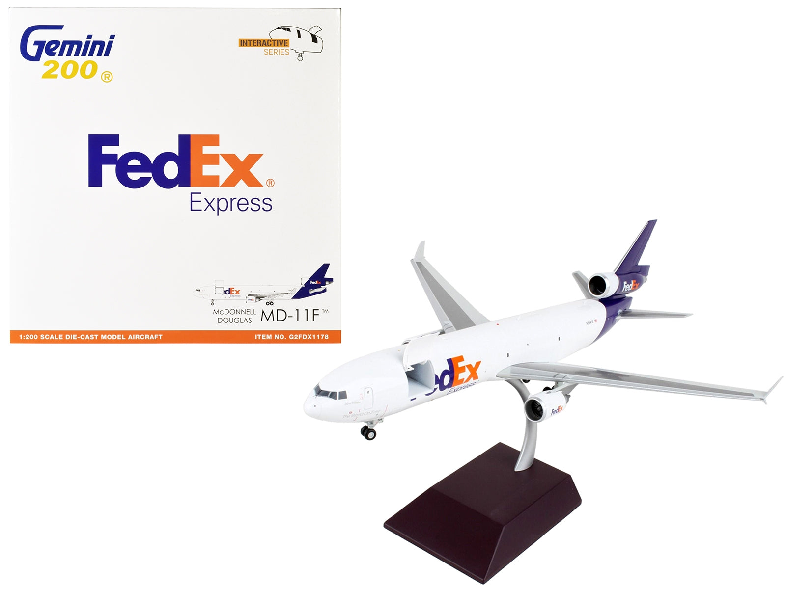 McDonnell Douglas MD-11F Commercial Aircraft "Federal Express" White with Purple Tail "Interactive Series" 1/200 Diecast Model Airplane by GeminiJets - Premium McDonnell Douglas from GeminiJets - Just $176.81! Shop now at Rapidvehicles