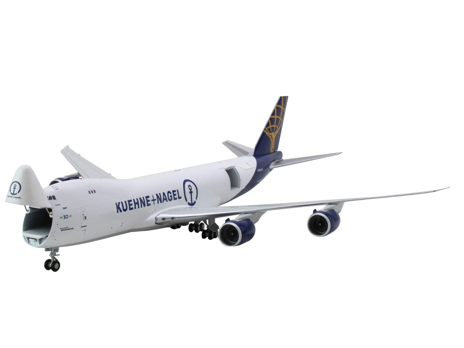 Boeing 747-8F Commercial Aircraft "Atlas Air - Kuene+Nagel" (N862GT) White with Blue Tail "Gemini 200 - Interactive" Series 1/200 Diecast Model Airplane by GeminiJets - Premium Boeing from GeminiJets - Just $222.99! Shop now at Rapidvehicles