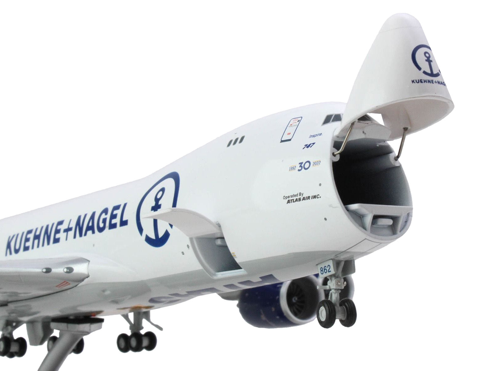 Boeing 747-8F Commercial Aircraft "Atlas Air - Kuene+Nagel" (N862GT) White with Blue Tail "Gemini 200 - Interactive" Series 1/200 Diecast Model Airplane by GeminiJets - Premium Boeing from GeminiJets - Just $222.99! Shop now at Rapidvehicles