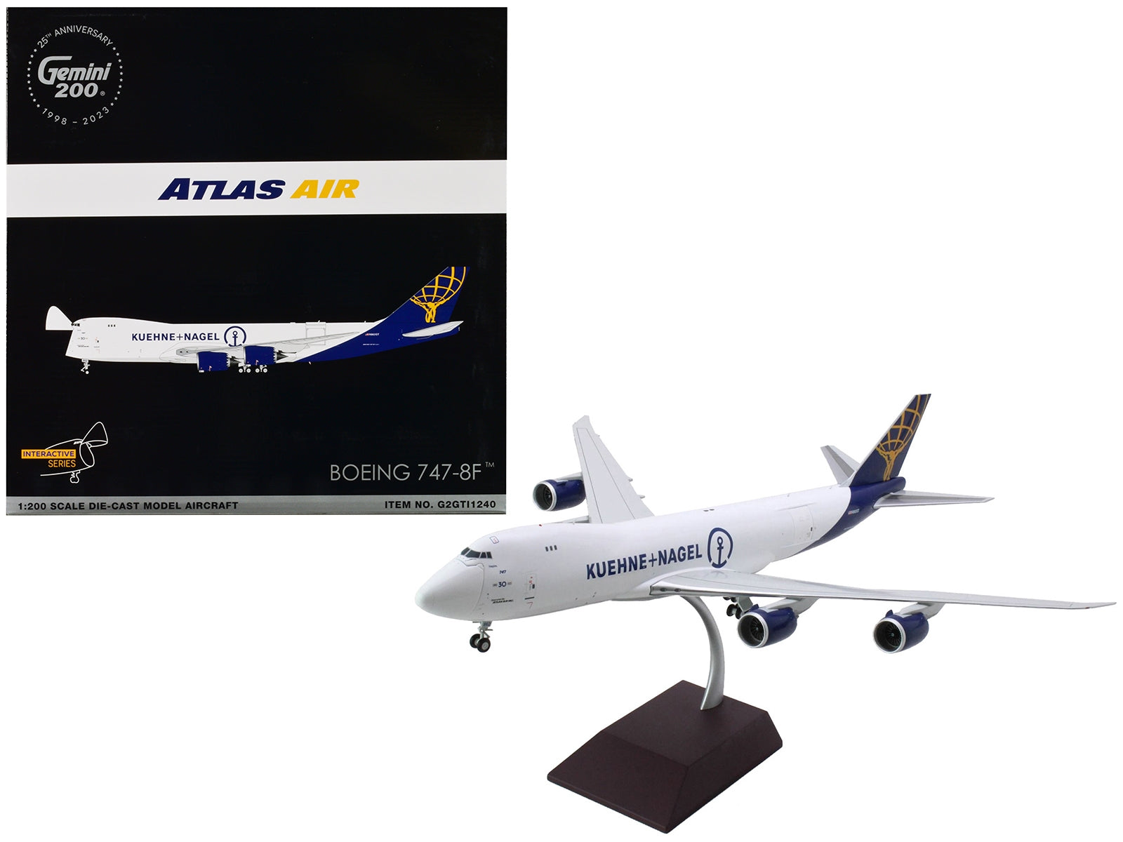 Boeing 747-8F Commercial Aircraft "Atlas Air - Kuene+Nagel" (N862GT) White with Blue Tail "Gemini 200 - Interactive" Series 1/200 Diecast Model Airplane by GeminiJets - Premium Boeing from GeminiJets - Just $222.99! Shop now at Rapidvehicles