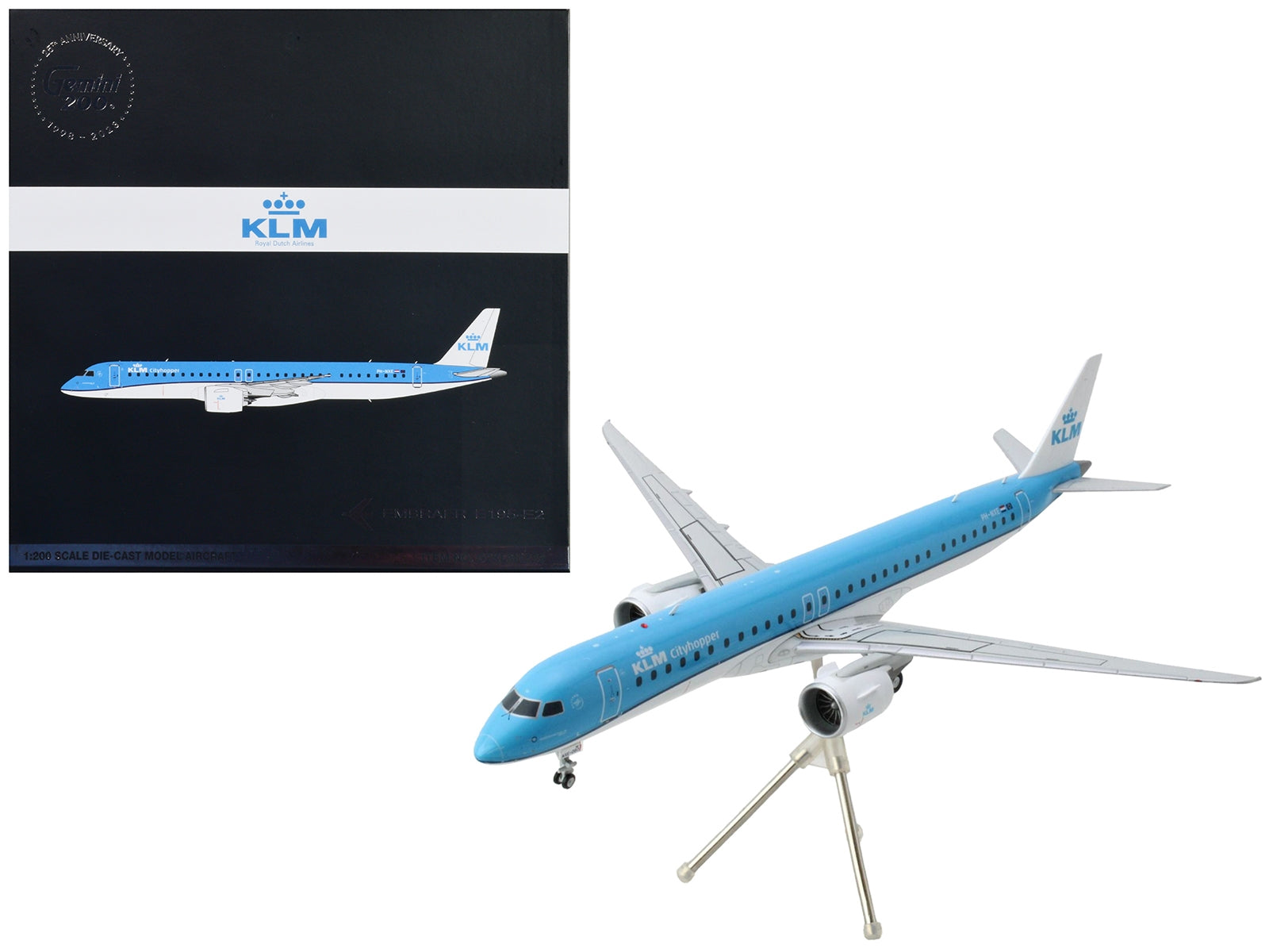 Embraer E195-E2 Commercial Aircraft "KLM Cityhopper" Blue and White "Gemini 200" Series 1/200 Diecast Model Airplane by GeminiJets - Premium Embraer from GeminiJets - Just $117.99! Shop now at Rapidvehicles