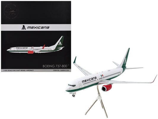 Boeing 737-800 Commercial Aircraft "Mexicana" (XA-ASM) White with Green Stripes "Gemini 200" Series 1/200 Diecast Model Airplane by GeminiJets free shipping USA