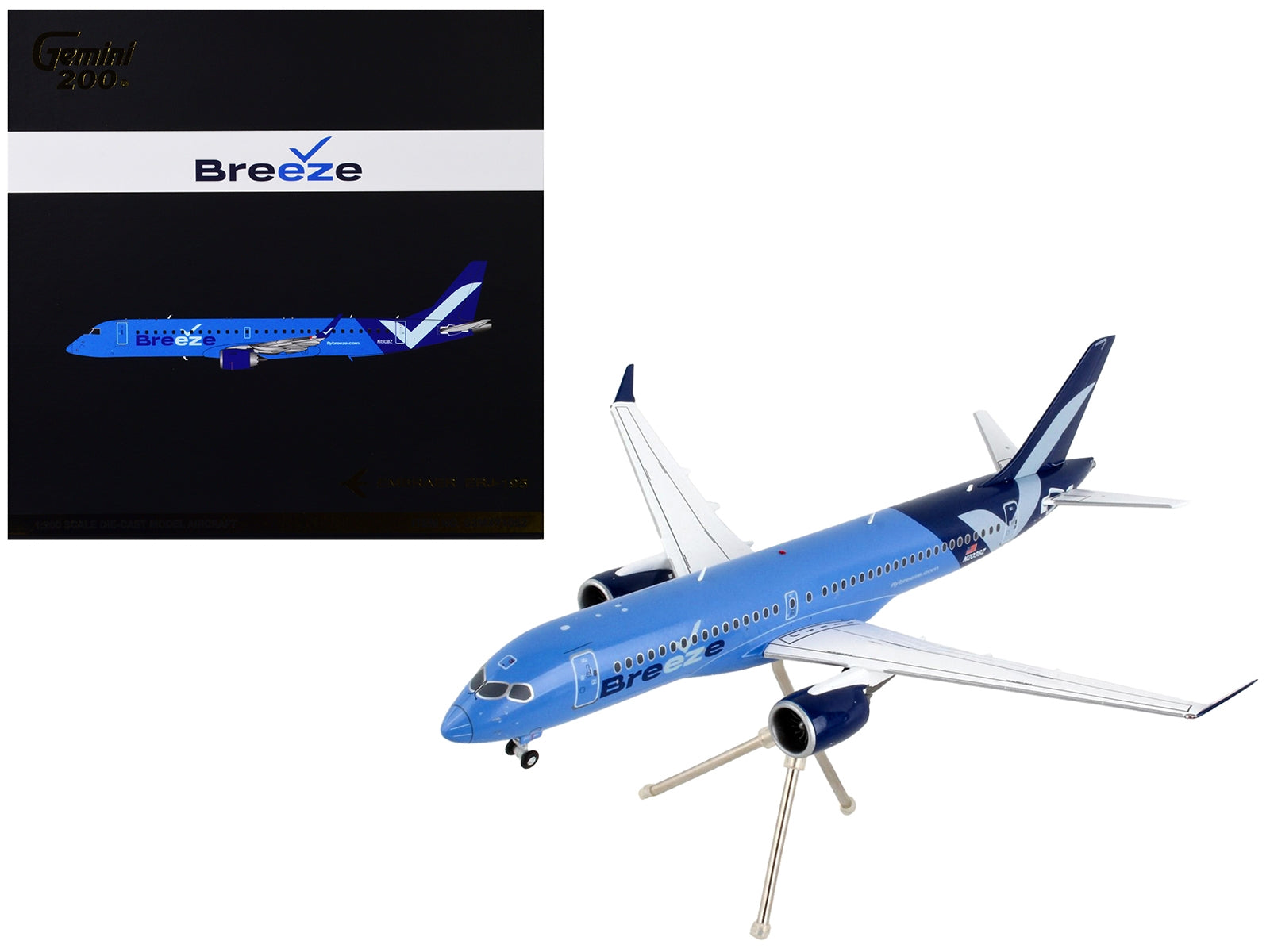 Embraer ERJ-195 Commercial Aircraft "Breeze Airways" Blue "Gemini 200" Series 1/200 Diecast Model Airplane by GeminiJets - Premium Embraer from GeminiJets - Just $117.99! Shop now at Rapidvehicles