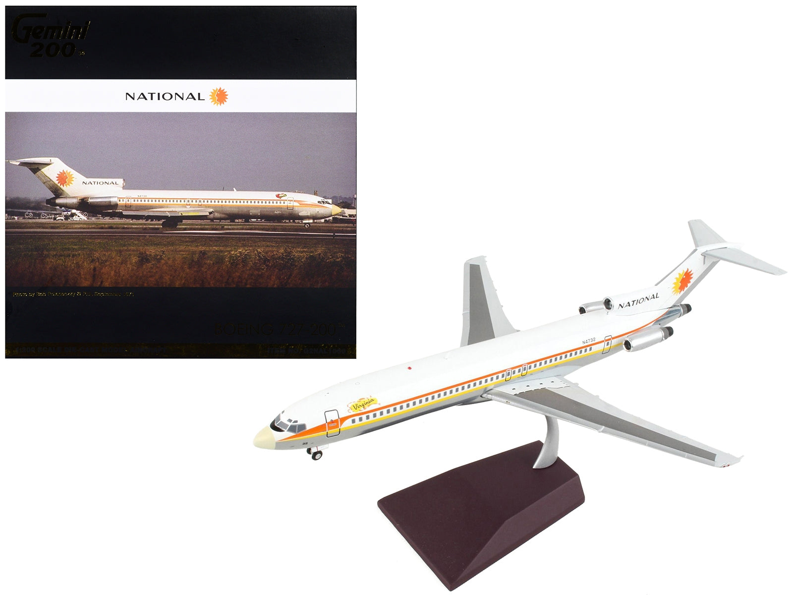 Boeing 727-200 Commercial Aircraft "National Airlines" White with Orange and Yellow Stripes "Gemini 200" Series 1/200 Diecast Model Airplane by GeminiJets - Premium Boeing from GeminiJets - Just $127.99! Shop now at Rapidvehicles