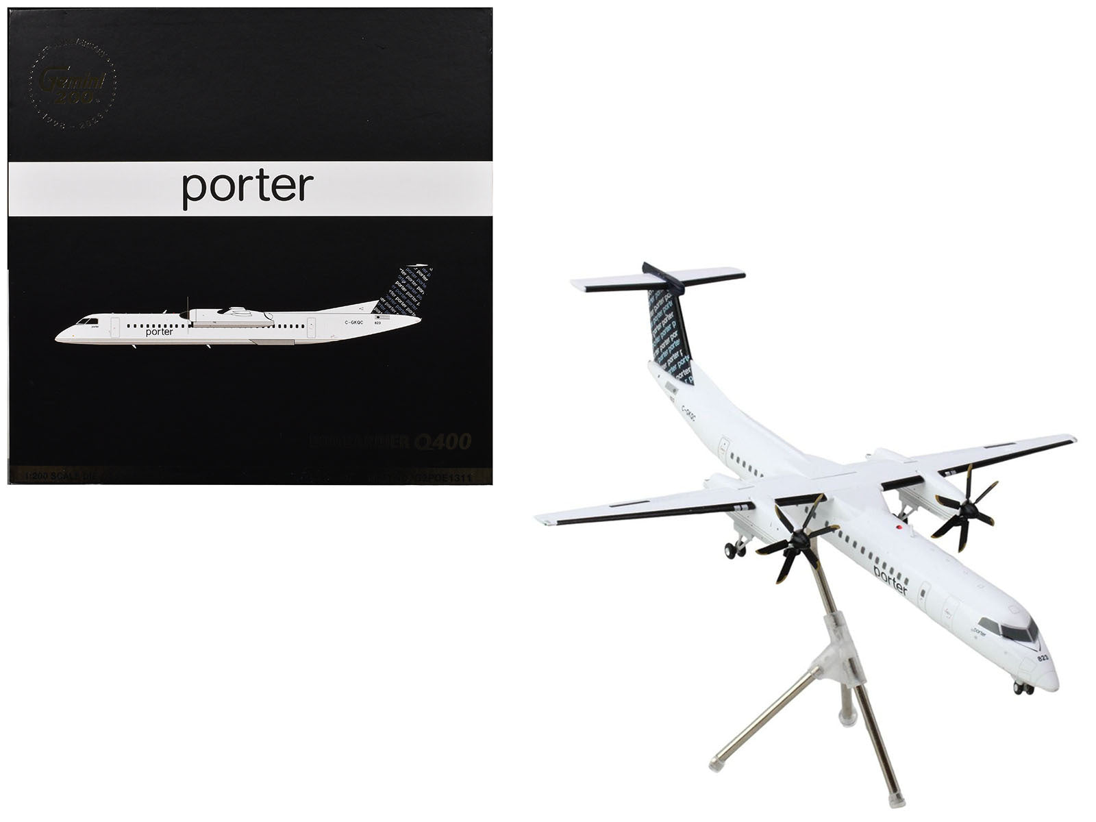 Bombardier Q400 Commercial Aircraft "Porter Airlines" (C-GKQC) White with Black Tail "Gemini 200" Series 1/200 Diecast Model Airplane by GeminiJets - Premium Bombardier from GeminiJets - Just $100.52! Shop now at Rapidvehicles