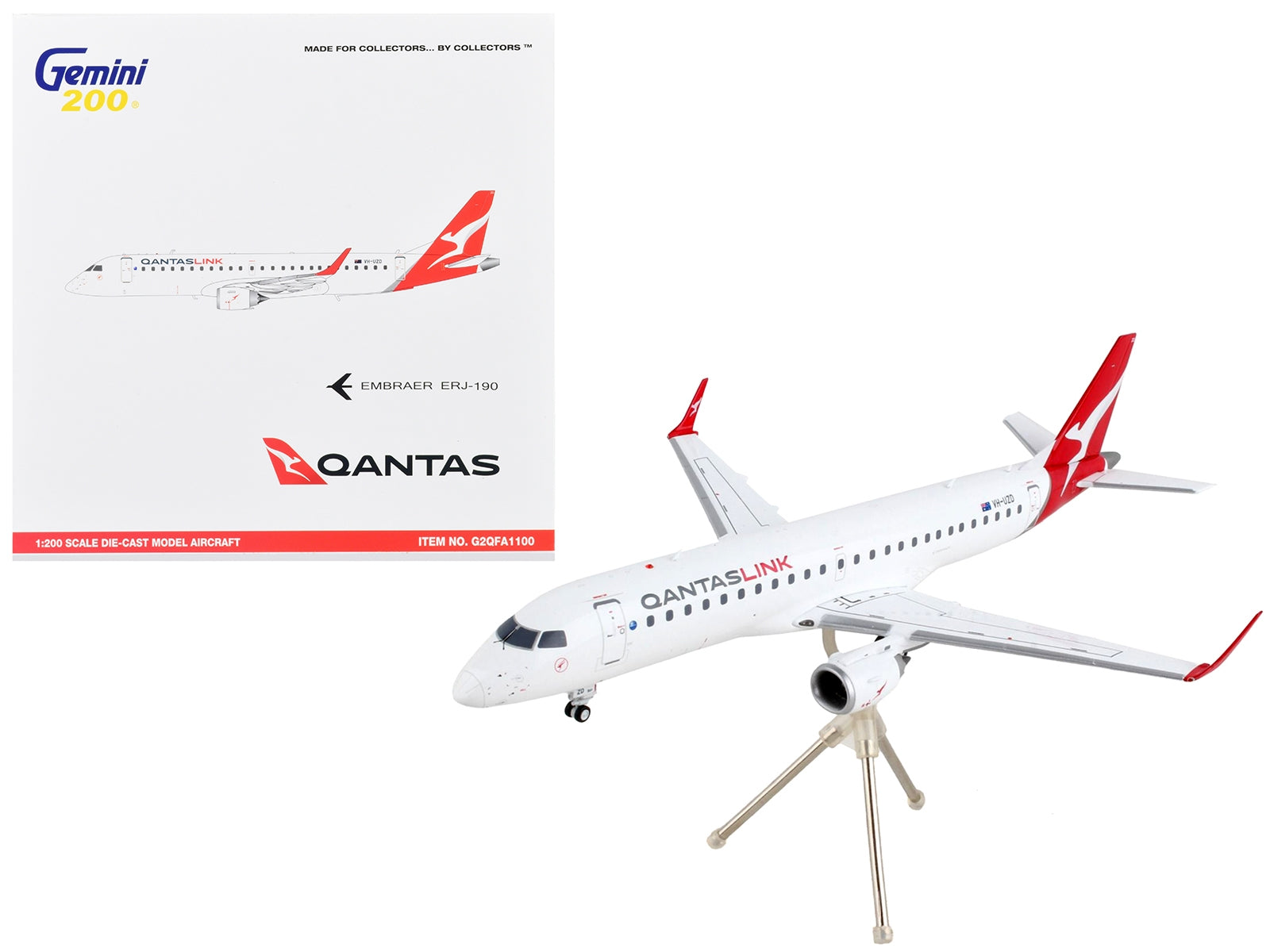 Embraer ERJ-190 Commercial Aircraft "Qantas Airways - QantasLink" White with Red Tail "Gemini 200" Series 1/200 Diecast Model Airplane by GeminiJets - Premium Embraer from GeminiJets - Just $113.99! Shop now at Rapidvehicles