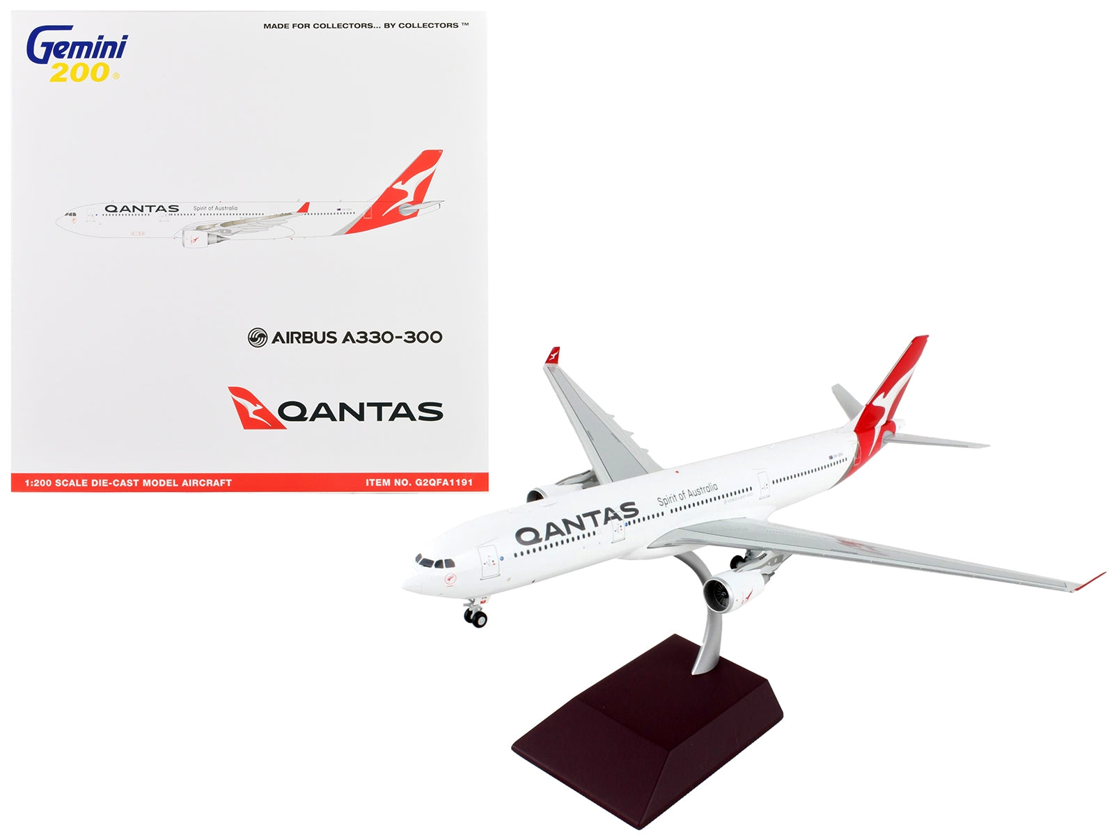 Airbus A330-300 Commercial Aircraft "Qantas Airways - Spirit of Australia" White with Red Tail "Gemini 200" Series 1/200 Diecast Model Airplane by GeminiJets - Premium Aircrafts and War Planes from GeminiJets - Just $165.99! Shop now at Rapidvehicles