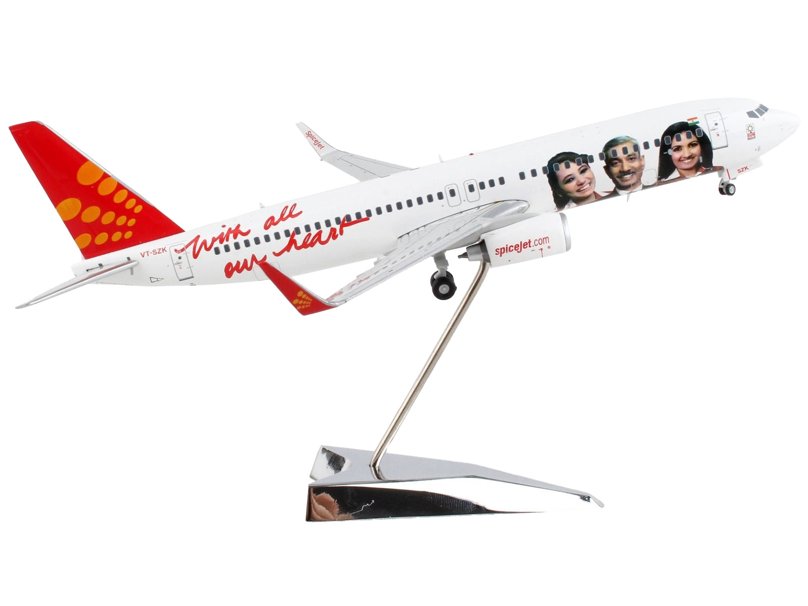 Boeing 737-800 Commercial Aircraft "SpiceJet" White with Red Tail - Premium Boeing from GeminiJets - Just $143.99! Shop now at Rapidvehicles