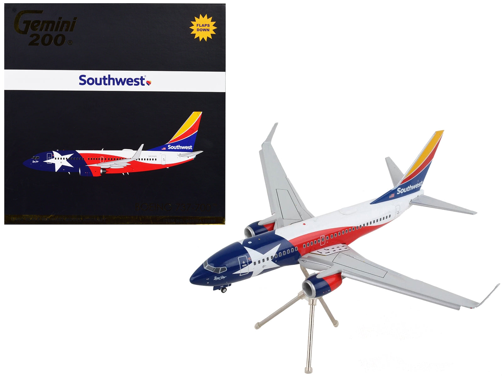 Boeing 737-700 Commercial Aircraft with Flaps Down "Southwest Airlines - Lone Star One" Texas Flag Livery "Gemini 200" Series 1/200 Diecast Model Airplane by GeminiJets - Premium Boeing from GeminiJets - Just $127.99! Shop now at Rapidvehicles