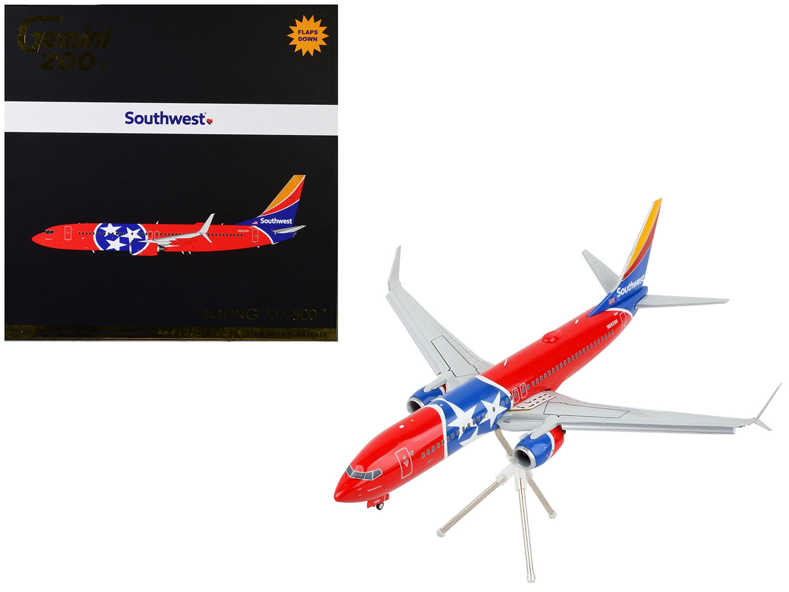 Boeing 737-800 Commercial Aircraft with Flaps Down "Southwest Airlines - Tennessee One" Tennessee Flag Livery "Gemini 200" Series 1/200 Diecast Model Airplane by GeminiJets - Premium Boeing from GeminiJets - Just $127.99! Shop now at Rapidvehicles