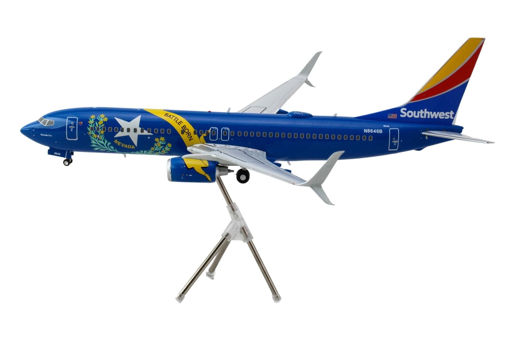 Boeing 737-800 Commercial Aircraft "Southwest Airlines - Nevada One" (N8646B) Blue with Tail Stripes "Gemini 200" Series 1/200 Diecast Model Airplane by GeminiJets - Premium Boeing from GeminiJets - Just $128.99! Shop now at Rapidvehicles