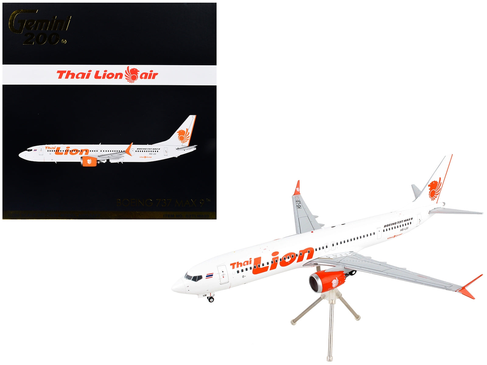 Boeing 737 MAX 9 Commercial Aircraft "Thai Lion Air" White with Orange Tail Graphics "Gemini 200" Series 1/200 Diecast Model Airplane by GeminiJets - Premium Boeing from GeminiJets - Just $123.99! Shop now at Rapidvehicles