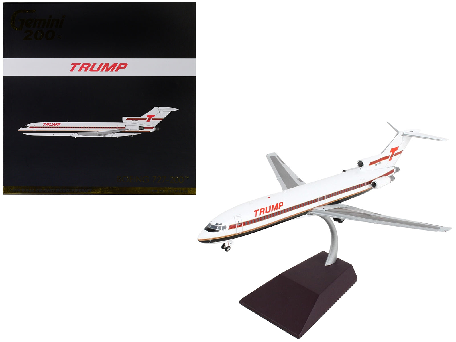 Boeing 727-200 Commercial Aircraft "Trump Shuttle" White with Red Stripes "Gemini 200" Series 1/200 Diecast Model Airplane by GeminiJets - Premium Boeing from GeminiJets - Just $123.99! Shop now at Rapidvehicles