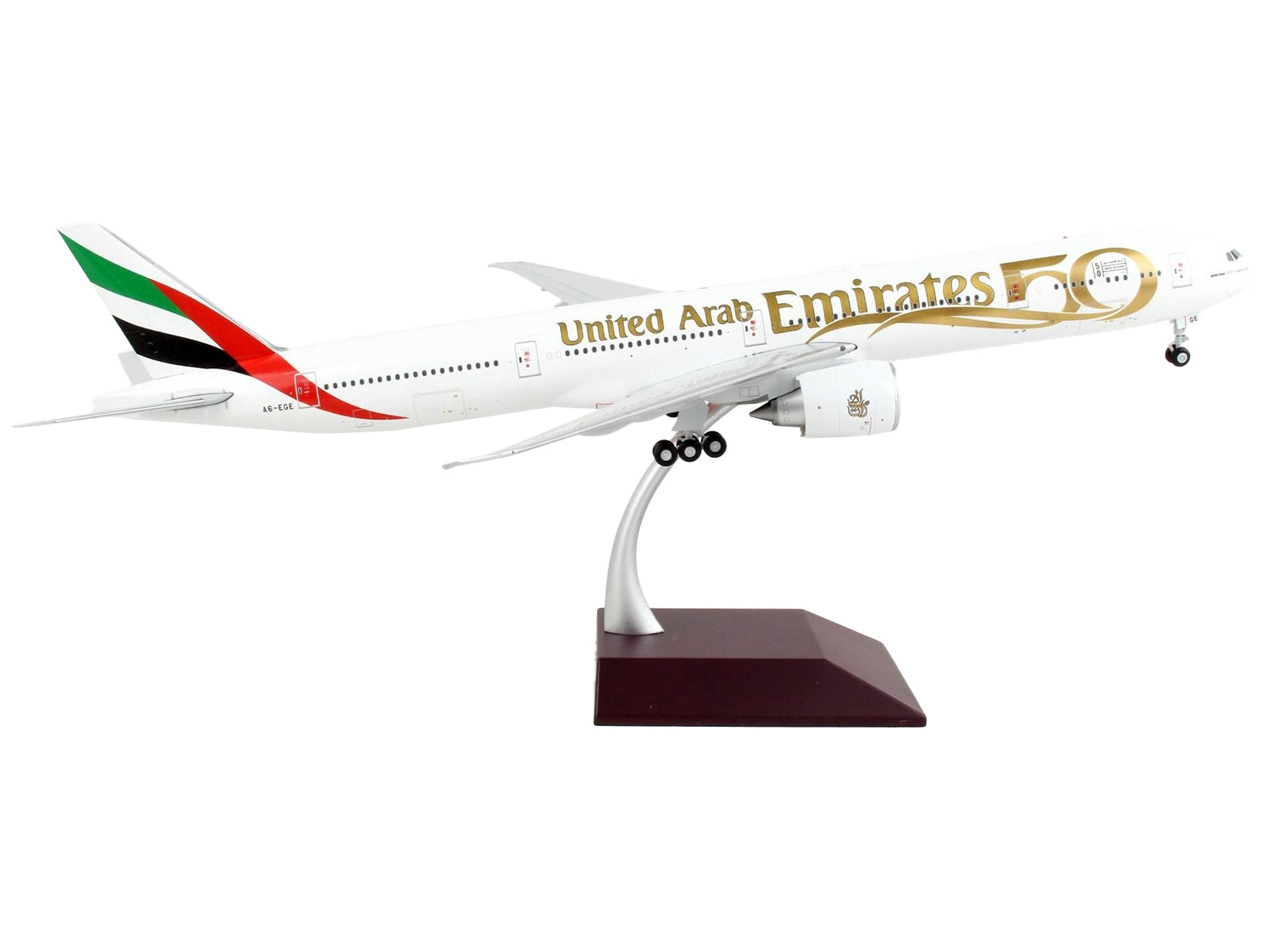 Boeing 777-300ER Commercial Aircraft "Emirates Airlines - 50th Anniversary of UAE" White with Striped Tail "Gemini 200" Series 1/200 Diecast Model Airplane by GeminiJets - Premium Boeing from GeminiJets - Just $163.99! Shop now at Rapidvehicles