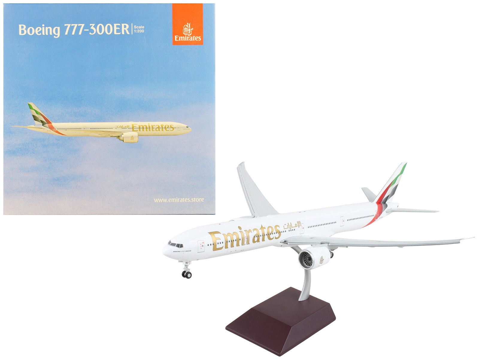 Boeing 777-300ER Commercial Aircraft with Flaps Down "Emirates Airlines - 2023 Livery" White with Striped Tail "Gemini 200" Series 1/200 Diecast Model Airplane by GeminiJets - Premium Boeing from GeminiJets - Just $160.99! Shop now at Rapidvehicles