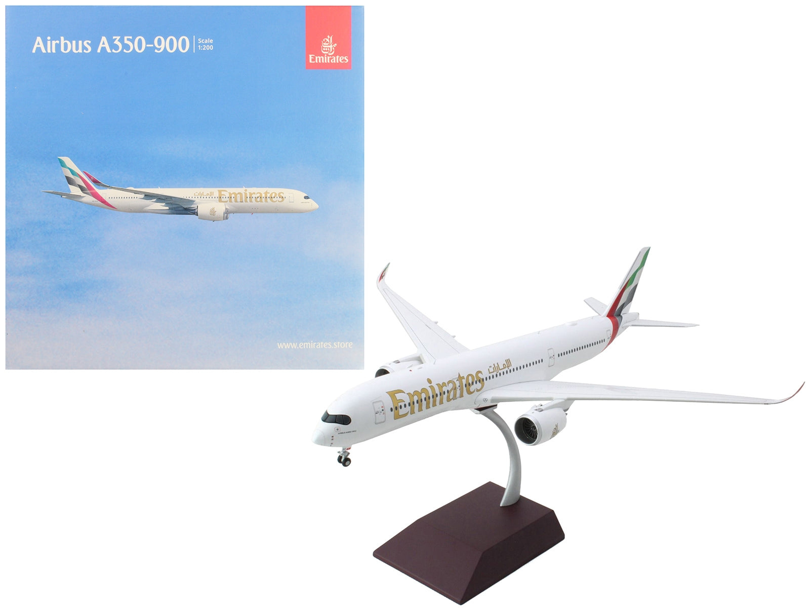 Airbus A350-900 Commercial Aircraft "Emirates Airlines" White with Striped Tail "Gemini 200" Series 1/200 Diecast Model Airplane by GeminiJets - Premium Aircrafts and War Planes from GeminiJets - Just $172.99! Shop now at Rapidvehicles