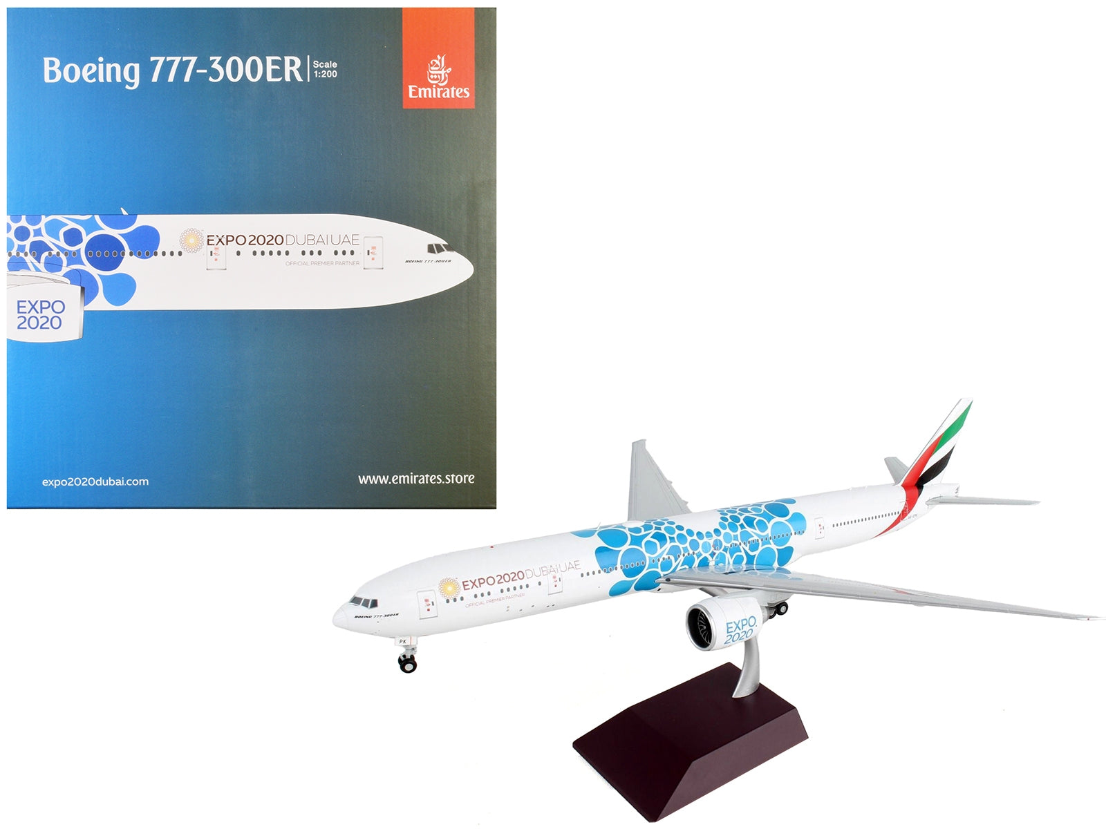 Boeing 777-300ER Commercial Aircraft "Emirates Airlines - Dubai Expo 2020" White with Blue Graphics "Gemini 200" Series 1/200 Diecast Model Airplane by GeminiJets - Premium Boeing from GeminiJets - Just $163.99! Shop now at Rapidvehicles