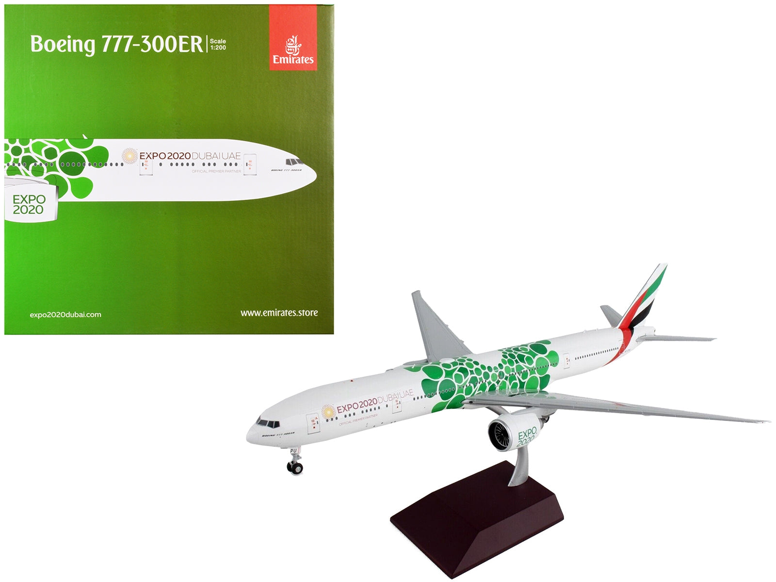 Boeing 777-300ER Commercial Aircraft "Emirates Airlines - Dubai Expo 2020" White with Green Graphics "Gemini 200" Series 1/200 Diecast Model Airplane by GeminiJets - Premium Boeing from GeminiJets - Just $163.99! Shop now at Rapidvehicles