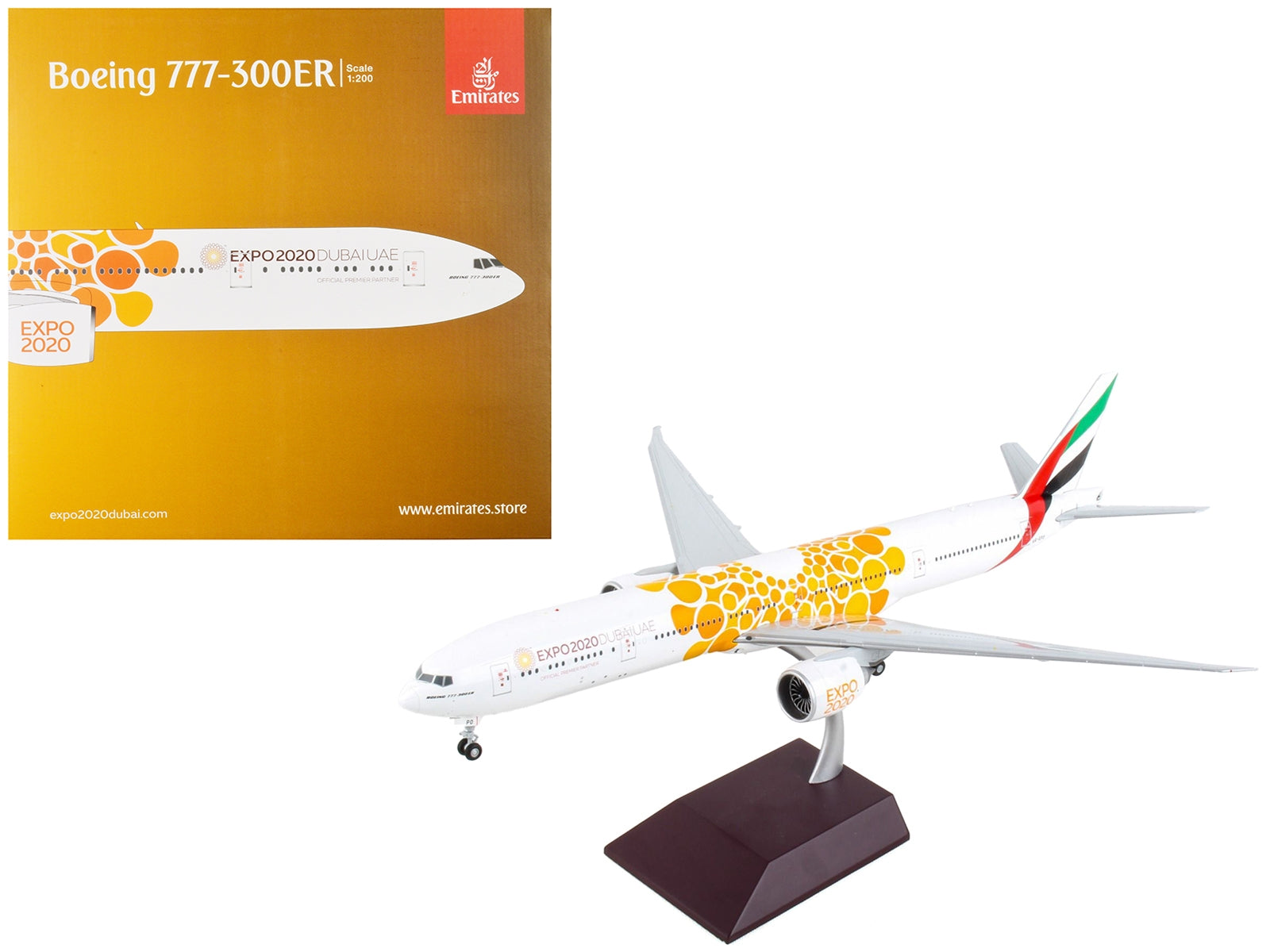 Boeing 777-300ER Commercial Aircraft "Emirates Airlines - Dubai Expo 2020" White with Orange Graphics "Gemini 200" Series 1/200 Diecast Model Airplane by GeminiJets - Premium Boeing from GeminiJets - Just $163.99! Shop now at Rapidvehicles