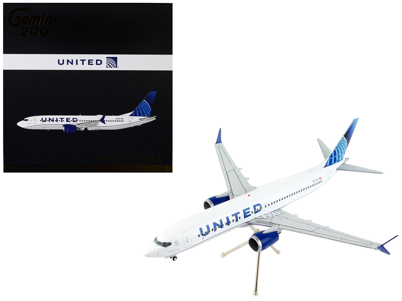 Boeing 737 MAX 8 Commercial Aircraft "United Airlines" White with Blue Tail "Gemini 200" Series 1/200 Diecast Model Airplane by GeminiJets - Premium Boeing from GeminiJets - Just $125.99! Shop now at Rapidvehicles