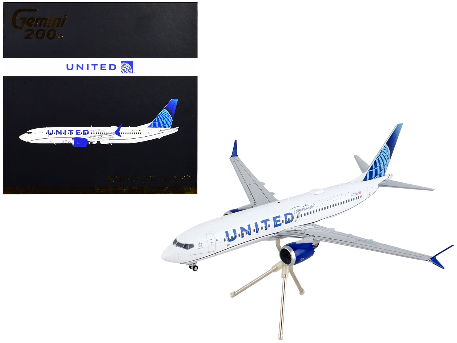 Boeing 737 MAX 8 Commercial Aircraft "United Airlines - United Together" White with Blue Tail "Gemini 200" Series 1/200 Diecast Model Airplane by GeminiJets - Premium Boeing from GeminiJets - Just $125.99! Shop now at Rapidvehicles