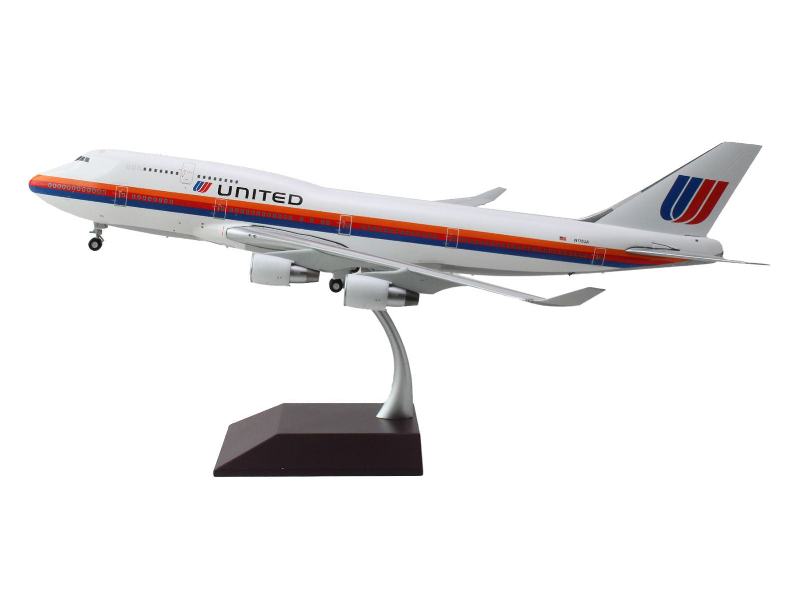 Boeing 747-400 Commercial Aircraft "United Airlines - Saul Bass Livery" (N175UA) White with Stripes "Gemini 200" Series 1/200 Diecast Model Airplane by GeminiJets - Premium Boeing from GeminiJets - Just $206.06! Shop now at Rapidvehicles