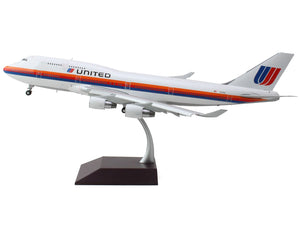 Boeing 747-400 Commercial Aircraft with Flaps Down "United Airlines - Saul Bass Livery" (N175UA) White with Stripes "Gemini 200" Series 1/200 Diecast Model Airplane by GeminiJets - Premium Boeing from GeminiJets - Just $214.45! Shop now at Rapidvehicles