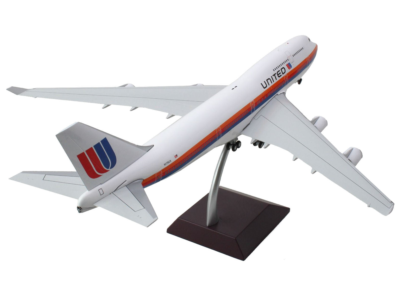 Boeing 747-400 Commercial Aircraft "United Airlines - Saul Bass Livery" (N175UA) White with Stripes "Gemini 200" Series 1/200 Diecast Model Airplane by GeminiJets - Premium Boeing from GeminiJets - Just $206.06! Shop now at Rapidvehicles