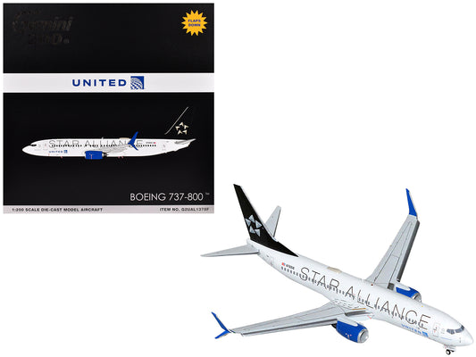 Boeing 737-800 Commercial Aircraft with Flaps Down "United Airlines Star Alliance" (N76516) White with Black Tail "Gemini 200" Series 1/200 Diecast Model Airplane by GeminiJets
