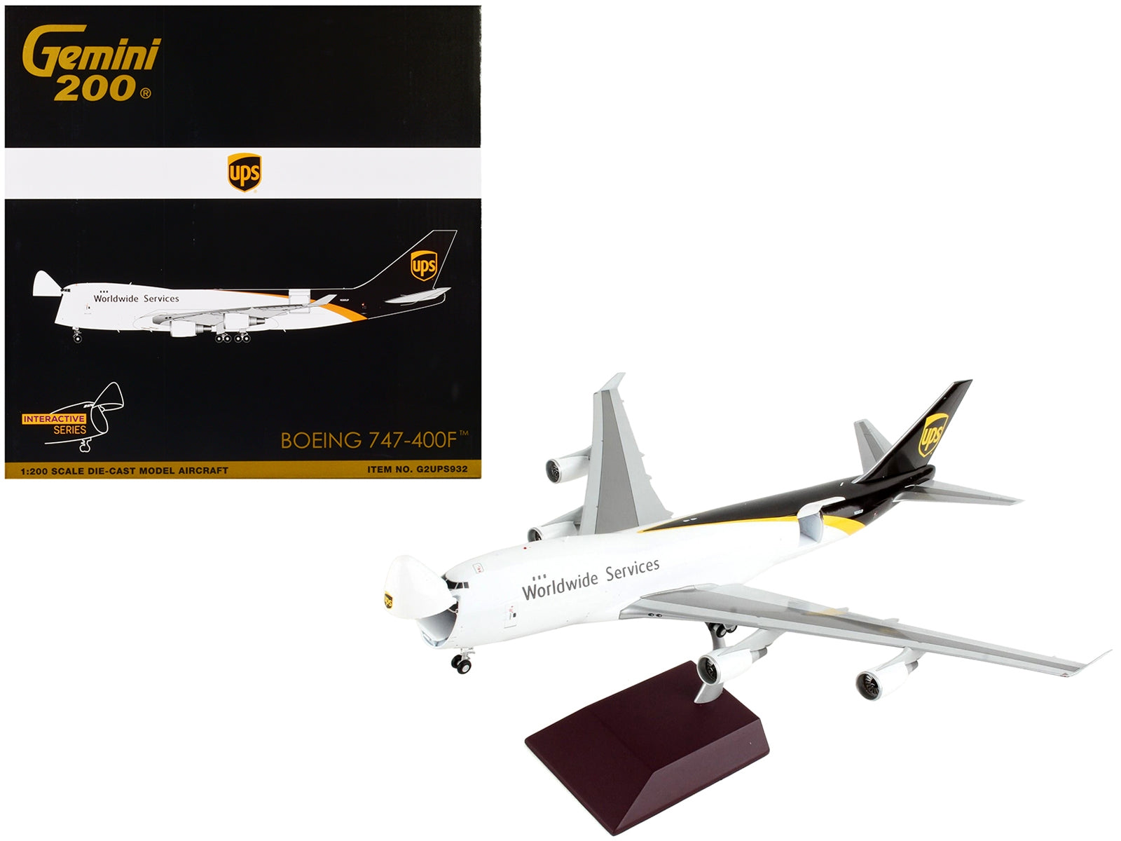 Boeing 747-400F Commercial Aircraft "UPS Worldwide Services" White with Brown Tail "Gemini 200 - Interactive" Series 1/200 Diecast Model Airplane by GeminiJets - Premium Boeing from GeminiJets - Just $227.64! Shop now at Rapidvehicles