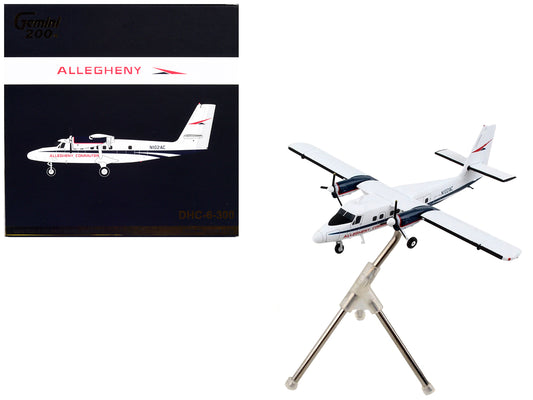 De Havilland DHC-6-300 Commercial Aircraft "Allegheny Airlines" White with Blue Stripes "Gemini 200" Series 1/200 Diecast Model Airplane by GeminiJets free shipping USA