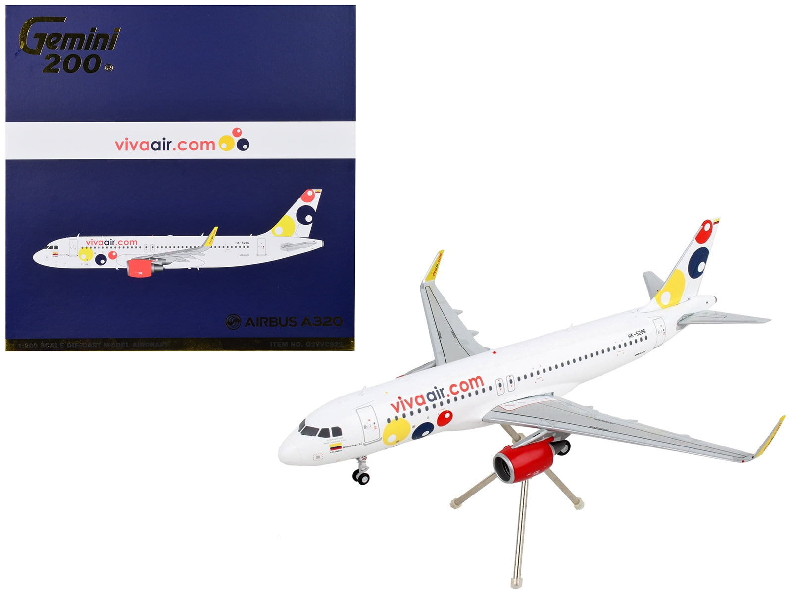 Airbus A320 Commercial Aircraft "Viva Air" White with Tail Graphics "Gemini 200" Series 1/200 Diecast Model Airplane by GeminiJets - Premium Aircrafts and War Planes from GeminiJets - Just $123.99! Shop now at Rapidvehicles