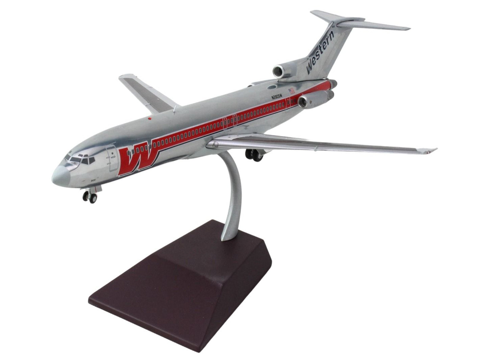 Boeing 727-200 Commercial Aircraft "Western Airlines" (N2805W) Silver with Red Stripes "Gemini 200" Series 1/200 Diecast Model Airplane by GeminiJets - Premium Boeing from GeminiJets - Just $124.99! Shop now at Rapidvehicles