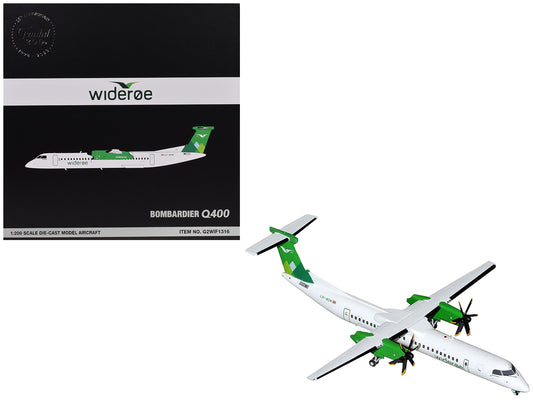 Bombardier Q400 Commercial Aircraft "Wideroe" (LN-WDM) White with Green Tail "Gemini 200" Series 1/200 Diecast Model Airplane by GeminiJets