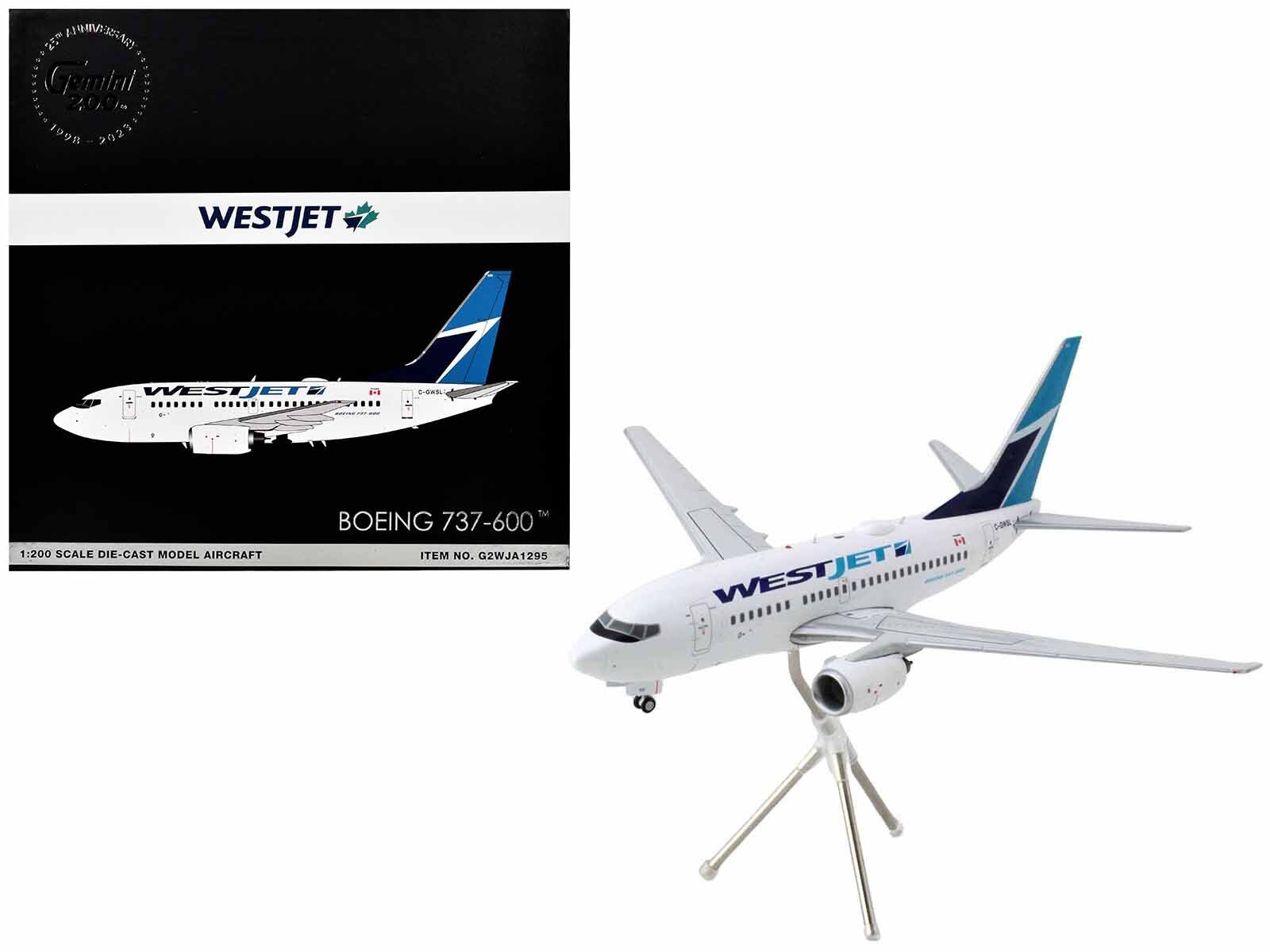 Boeing 737-600 Commercial Aircraft "WestJet" (C-GWSL) White with Blue Tail "Gemini 200" Series 1/200 Diecast Model Airplane by GeminiJets - Premium Boeing from GeminiJets - Just $131.99! Shop now at Rapidvehicles