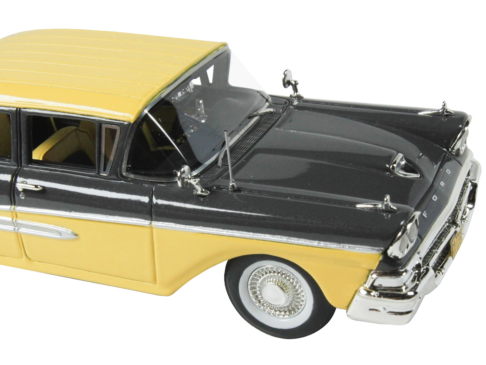 1958 Ford Fairlane 4 Door Gunmetal Gray and Pastel Yellow Limited Edition to 240 pieces Worldwide 1/43 Model Car by Goldvarg Collection - Premium  from Goldvarg Collection - Just $117.99! Shop now at Rapidvehicles