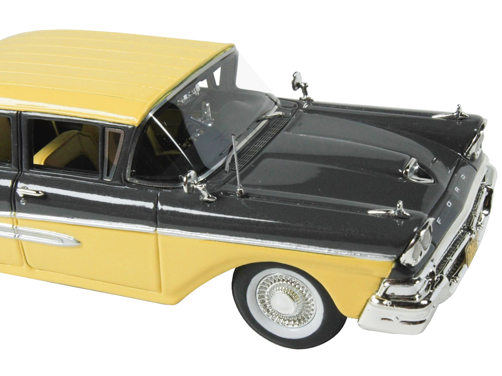 1958 Ford Fairlane 4 Door Gunmetal Gray and Pastel Yellow Limited Edition to 240 pieces Worldwide 1/43 Model Car by Goldvarg Collection - Premium Ford Models from Goldvarg Collection - Just $121.83! Shop now at Rapidvehicles