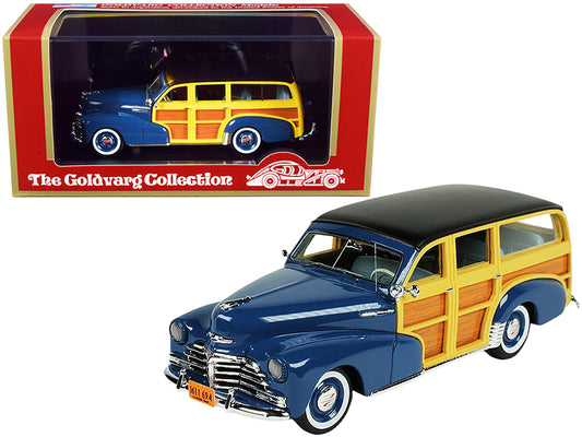 1948 Chevrolet Fleetmaster Woodie Station Wagon Como Blue with Black Top Limited Edition to 240 pieces Worldwide 1/43 Model Car by Goldvarg Collection free shipping USA