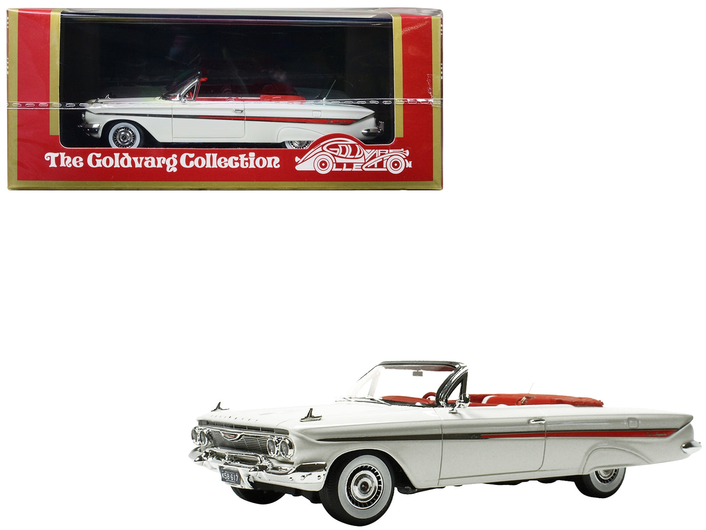 1961 Chevrolet Impala Convertible White with Red Interior Limited - Premium Chevrolet Models from Goldvarg Collection - Just $109.68! Shop now at Rapidvehicles