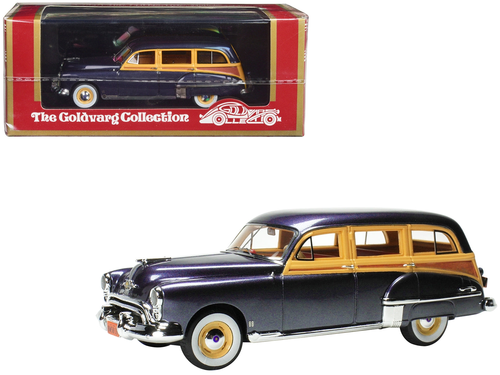 1949 Oldsmobile 88 Station Wagon Nightshade Blue with Cream and Woodgrain Sides and Red Interior Limited Edition to 240 pieces Worldwide 1/43 Model Car by Goldvarg Collection - Premium Oldsmobile Models from Goldvarg Collection - Just $126.99! Shop now at Rapidvehicles