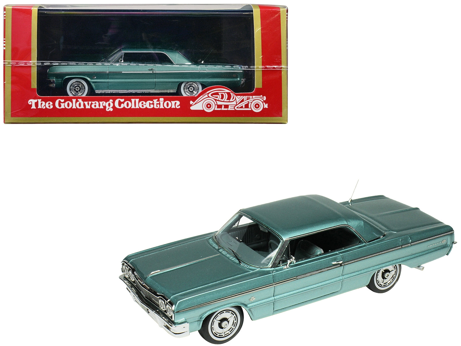 1964 Chevrolet Impala Azure Aqua Blue Metallic with Blue Interior Limited Edition to 200 pieces Worldwide 1/43 Model Car by Goldvarg Collection - Premium Chevrolet Models from Goldvarg Collection - Just $121.87! Shop now at Rapidvehicles