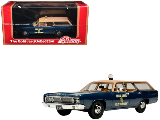 1970 Ford Country Squire Wagon Police Car "Nassau County Police Department" Blue and Tan Limited Edition to 200 pieces Worldwide 1/43 Model Car by Goldvarg Collection
