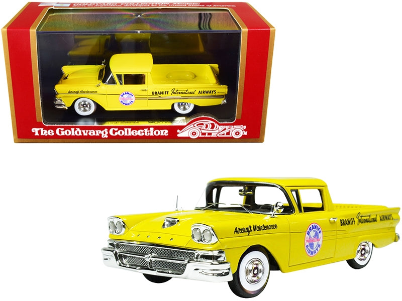 1958 Ford Ranchero Aircraft Maintenance Car Yellow "Braniff - Premium Ford Models from Goldvarg Collection - Just $138.59! Shop now at Rapidvehicles