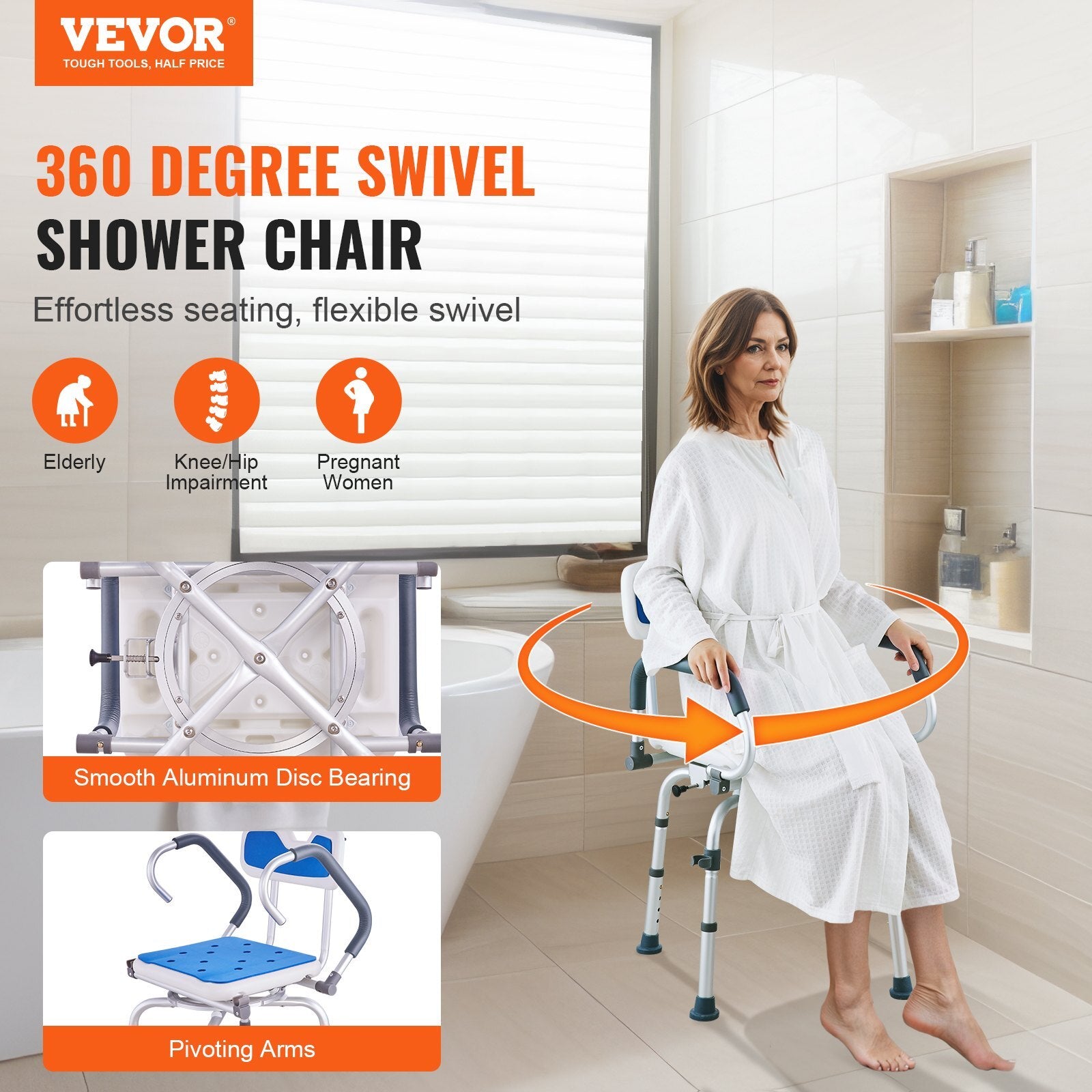 VEVOR Shower Chair 360? Swivel Bathtub Shower Seat with Pivoting Arms 400LBS - Premium Bath & Shower Safety Seating from VEVOR - Just $109.19! Shop now at Rapidvehicles