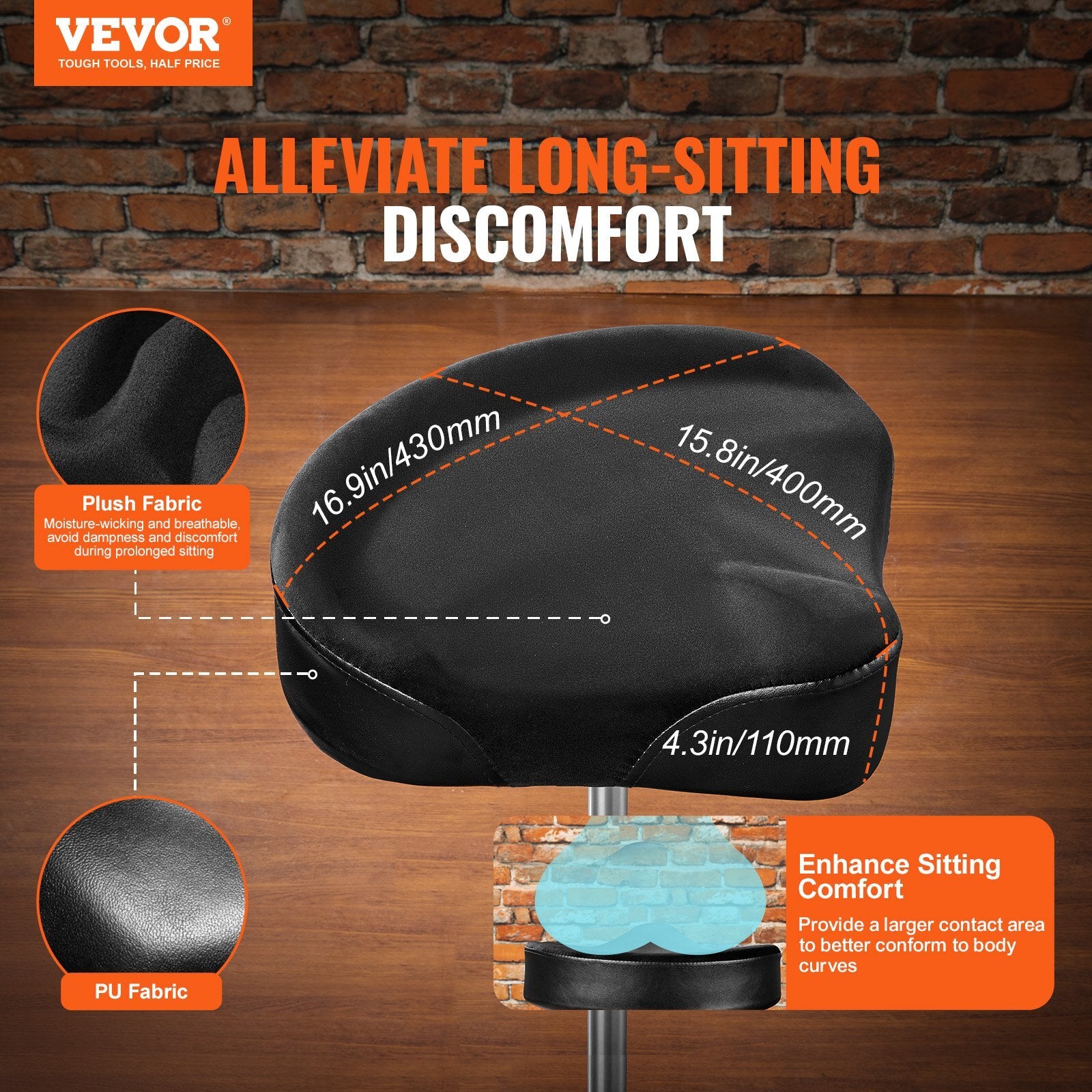 VEVOR Hydraulic Saddle Drum Throne, 19.3-25.2 in / 490-640 mm Height Adjustable, Padded Drum Stool Seat with Anti-Slip Feet Drumsticks 500 lbs / 227 kg Max Weight Capacity, 360? Swivel for Drummers - Premium Instrument Accessories from VEVOR - Just $114.79! Shop now at Rapidvehicles