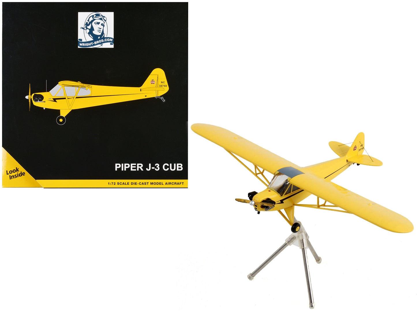 Piper J-3 Cub Light Aircraft "NC 38759" Yellow with Black Stripes - Premium Other from GeminiJets - Just $95.60! Shop now at Rapidvehicles