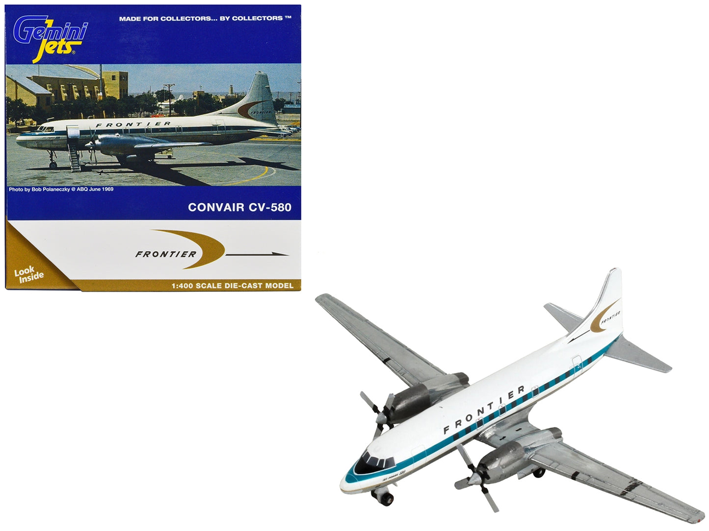 Convair CV-580 Commercial Aircraft "Frontier Airlines" White with - Premium Convair from GeminiJets - Just $67.49! Shop now at Rapidvehicles