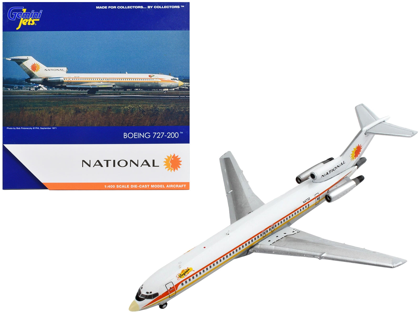 Boeing 727-200 Commercial Aircraft "National Airlines" White with Yellow and Orange Stripes 1/400 Diecast Model Airplane by GeminiJets - Premium Boeing from GeminiJets - Just $66.99! Shop now at Rapidvehicles